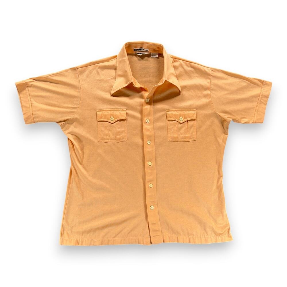 Vintage Lancer Shirt Adult EXTRA LARGE Orange Peach Disco California Pockets 70s
